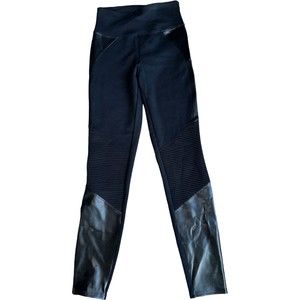 SPANX Assets Black Moto Shaping Leggings Faux Leather 20305R Women's Small